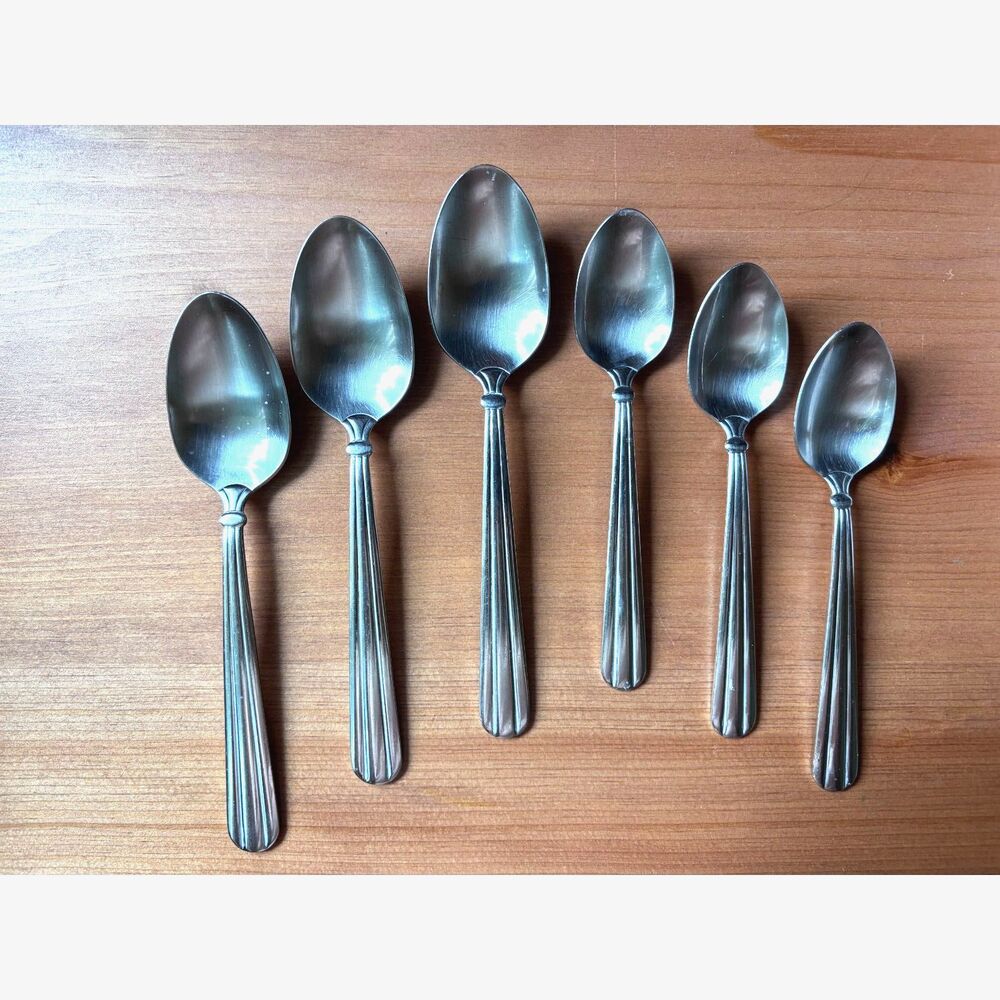 Oneida Unity Silverware 6 Spoons Stainless Flatware 3 Soup & 3 Tea Spoons USA